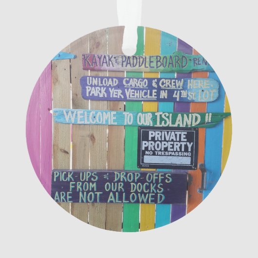 Kleurrijke Welcome Island teken Caribisch gebied Ornament (achterkant)