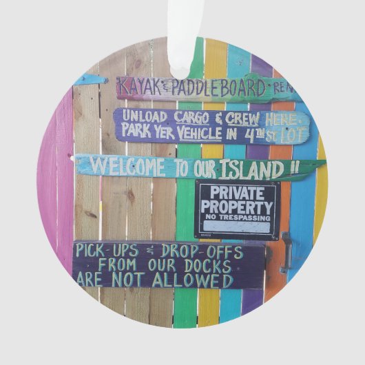 Kleurrijke Welcome Island teken Caribisch gebied Ornament (voorkant)