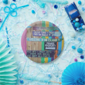 Kleurrijke Welcome Island teken Caribisch gebied Papieren Bordje (Feest)