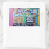Kleurrijke Welcome Island teken Caribisch gebied Rechthoekige Sticker (Tas)