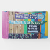 Kleurrijke Welcome Island teken Caribisch gebied Spandoek (Horizontaal)