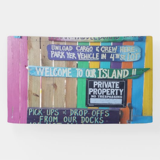 Kleurrijke Welcome Island teken Caribisch gebied Spandoek (Horizontaal)