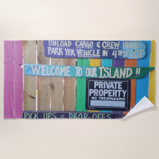 Kleurrijke Welcome Island teken Caribisch gebied Strandlaken