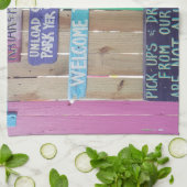 Kleurrijke Welcome Island teken Caribisch gebied Theedoek (Gevouwen)