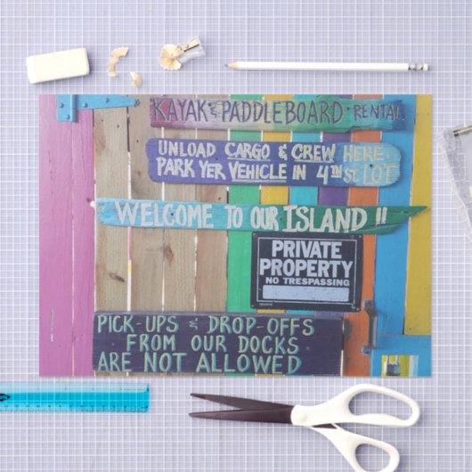 Kleurrijke Welcome Island teken Caribisch gebied Tissuepapier (Craft)