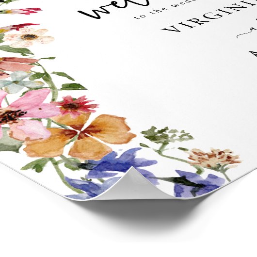 Kleurrijke Welkom Bruiloft Poster (Hoek)