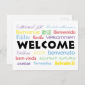 Kleurrijke Welkom in Veel talen Witte achtergrond Briefkaart (Voorkant / Achterkant)