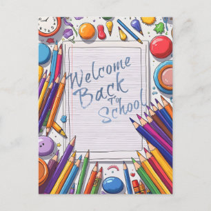 Kleurrijke Welkom Terug naar School Design Feestdagenkaart