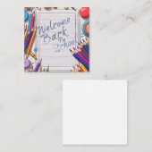 Kleurrijke Welkom Terug naar School Design Notitiekaartje (Voorkant / Achterkant)