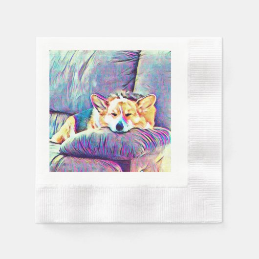 Kleurrijke Welsh Corgi Servet (Voorkant)