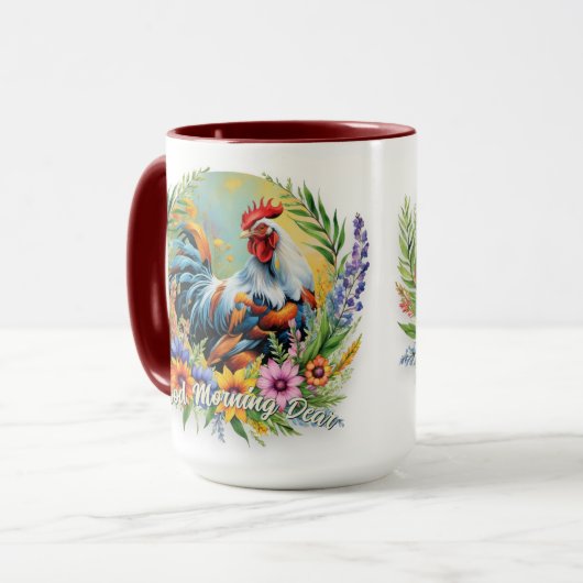 Kleurrijke Welsummer Rooster  Mok (Voorkant links)