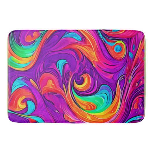 Kleurrijke wereld: Flowy Patterns Badmat (Voorkant)
