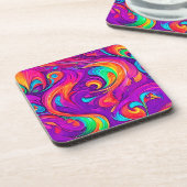 Kleurrijke wereld: Flowy Patterns Bier Onderzetter (Linkerzijde)