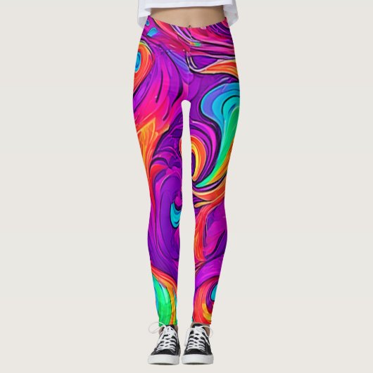 Kleurrijke wereld: Flowy Patterns Leggings (Voorkant)