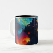 Kleurrijke wereld tweekleurige koffiemok (Voorkant links)