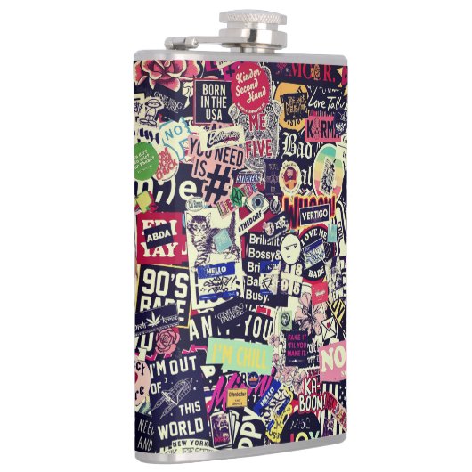 Kleurrijke wereld van stickers heupfles (Rechts)