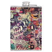 Kleurrijke wereld van stickers heupfles (Achterkant)