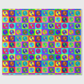 Kleurrijke Wereldbollen Cadeaupapier (Vlak)