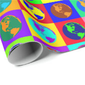 Kleurrijke Wereldbollen Cadeaupapier (Rol Hoek)