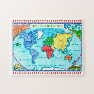 Kleurrijke Wereldkaart 11x14 Ansichtkaart Legpuzzel