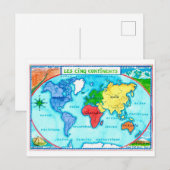 Kleurrijke Wereldkaart Ansichtkaart Briefkaart (Voorkant / Achterkant)