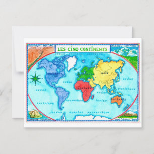 Kleurrijke Wereldkaart Ansichtkaart Briefkaart