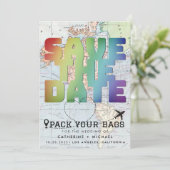 Kleurrijke Wereldkaart bestemming bruiloft bespaar Save The Date (Staand voorkant)