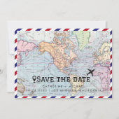 Kleurrijke Wereldkaart bestemming bruiloft bespaar Save The Date (Voorkant)