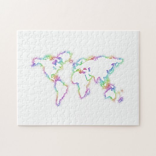 Kleurrijke Wereldkaart Legpuzzel (Horizontaal)