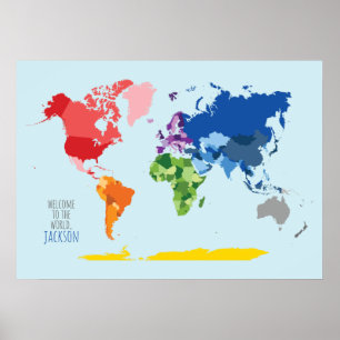 Kleurrijke Wereldkaart Persoonlijke Poster