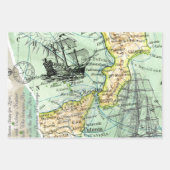 Kleurrijke Wereldkaart Pirate Treasure Passport Re Inpakpapier Vel (Voorkant)