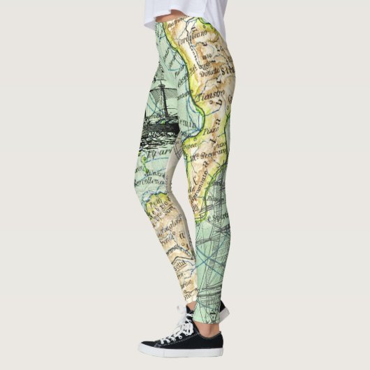 Kleurrijke Wereldkaart Pirate Treasure Passport Re Leggings (Links)