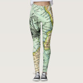 Kleurrijke Wereldkaart Pirate Treasure Passport Re Leggings (Voorkant)