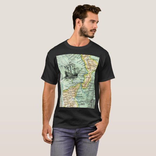 Kleurrijke Wereldkaart Pirate Treasure Passport Re T-shirt (Voorkant volledig)