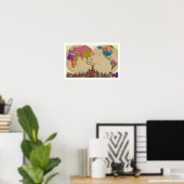 Kleurrijke Wereldkaart uit het Verleden Poster (Thuiskantoor)