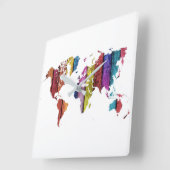 Kleurrijke Wereldkaart wandklok (Hoek)