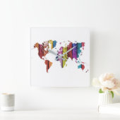 Kleurrijke Wereldkaart wandklok (Huis)