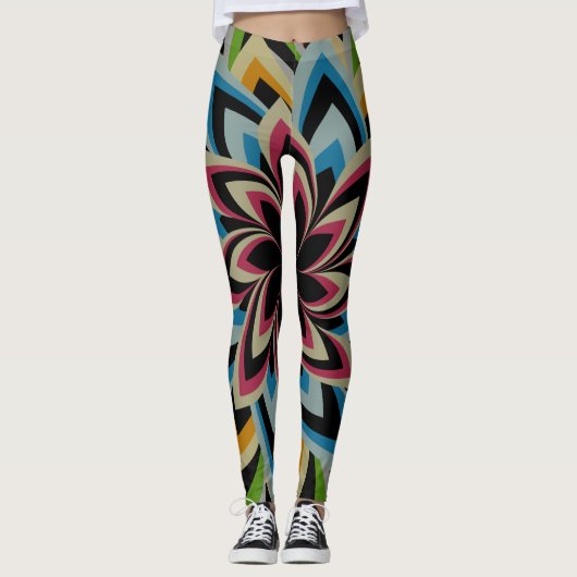 KLEURRIJKE WERVELBLOEMEN LEGGINGS (Voorkant)