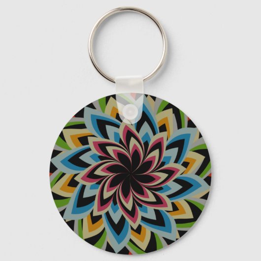 KLEURRIJKE WERVELBLOEMEN SLEUTELHANGER (Voorkant)