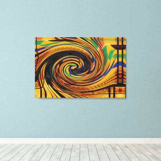 Kleurrijke wervelende ontworpen gestrekte canvas P (Insitu (Houten vloer))