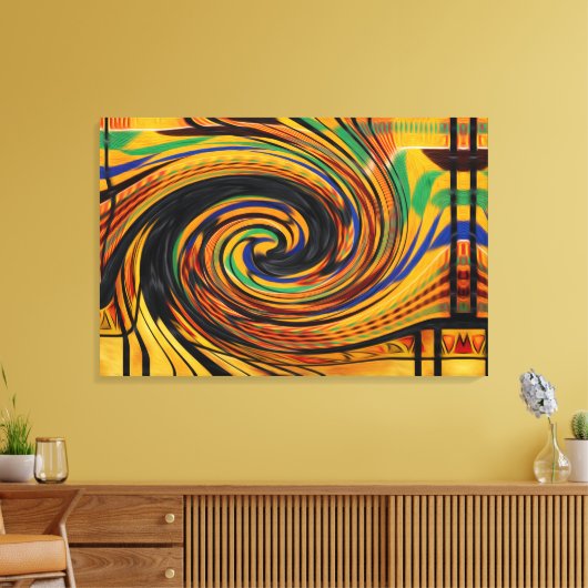 Kleurrijke wervelende ontworpen gestrekte canvas P (Insitu (Woonkamer))