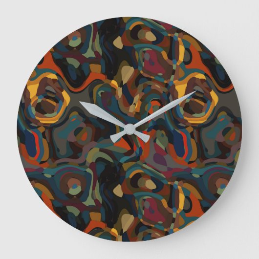 Kleurrijke werveling abstract grote klok (Voorkant)