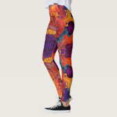 Kleurrijke wervelingen en bloemen Verf Pour Design Leggings (Links)