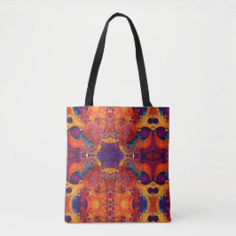 Kleurrijke wervelingen en bloemen Verf Pour Design Tote Bag