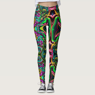 Kleurrijke wervelingen van kleur verf gieten als o leggings