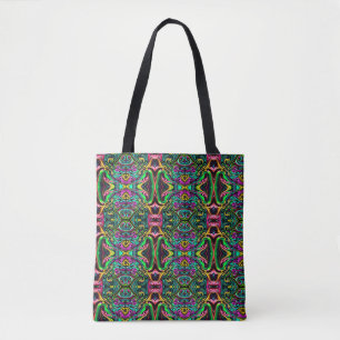 Kleurrijke wervelingen van kleur verf gieten als o tote bag
