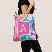 Kleurrijke wervelmonogram gepersonaliseerde Canvas Tote Bag (Dichtbij)