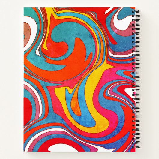 Kleurrijke wervelpatroon aangepaste naam gepersona notitieboek (Achterkant)