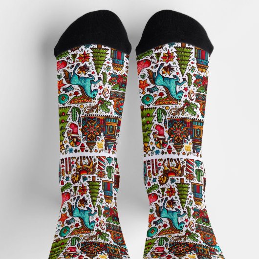 Kleurrijke Western Patroon Kerst Sokken (Top)