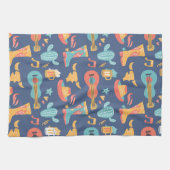 Kleurrijke Westerne Afbeeldingen op blauw Theedoek (Horizontaal)